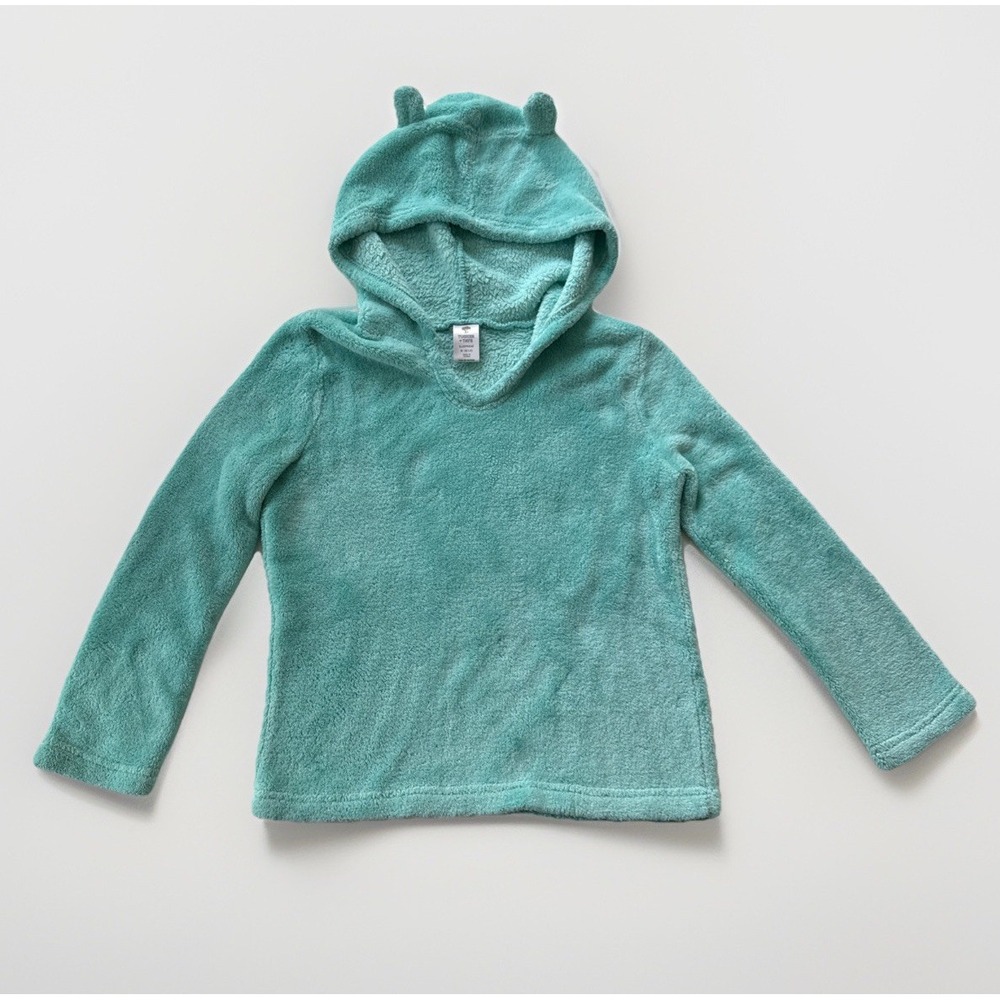 Tucker + Tate Bear Ear Hoodie Fuzzy‎ Fleece Aqua Kawaii Cottagecore Kids Size M